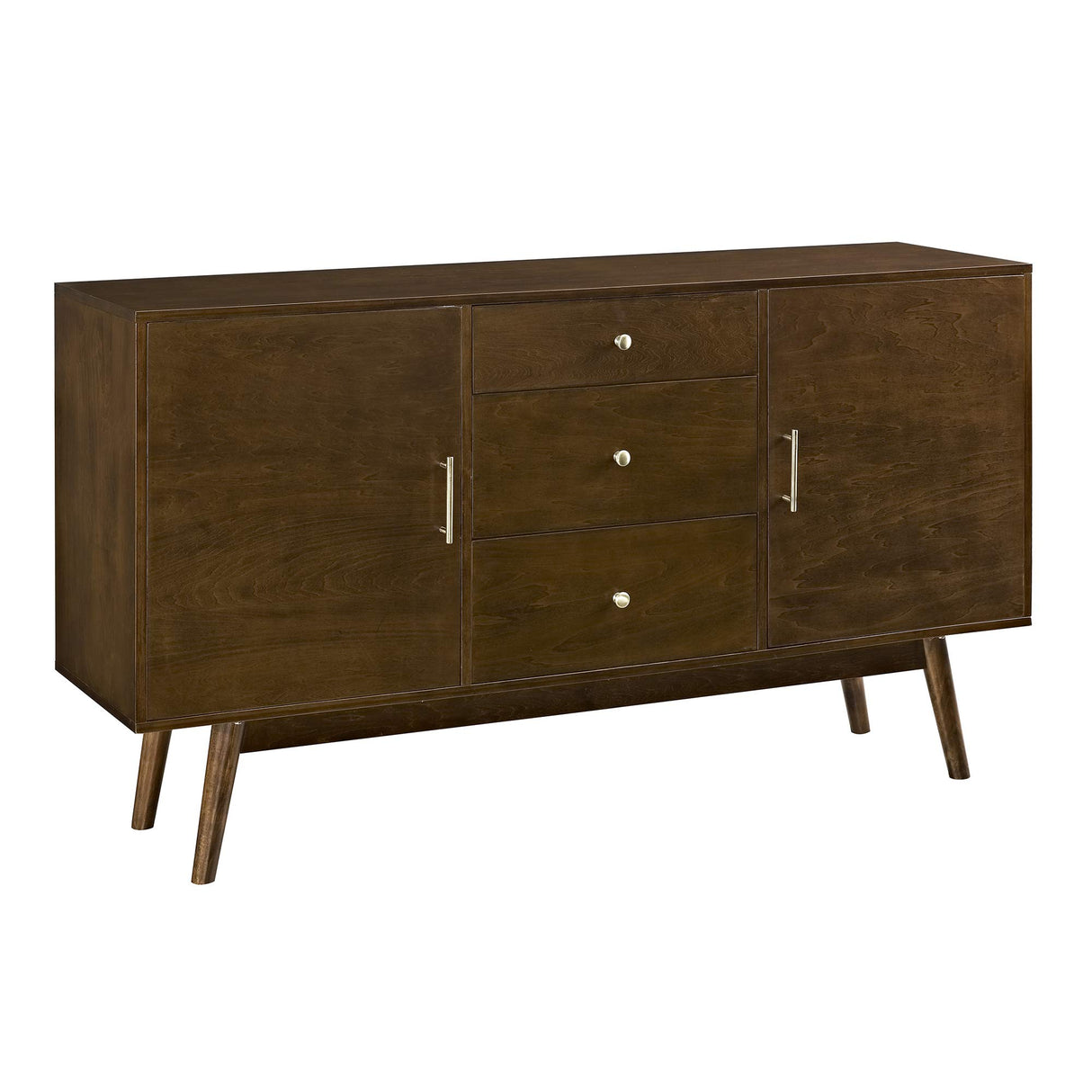 Mid Century Modern-TV Stand Console with 3 Drawers and Closed Cabinet Storage