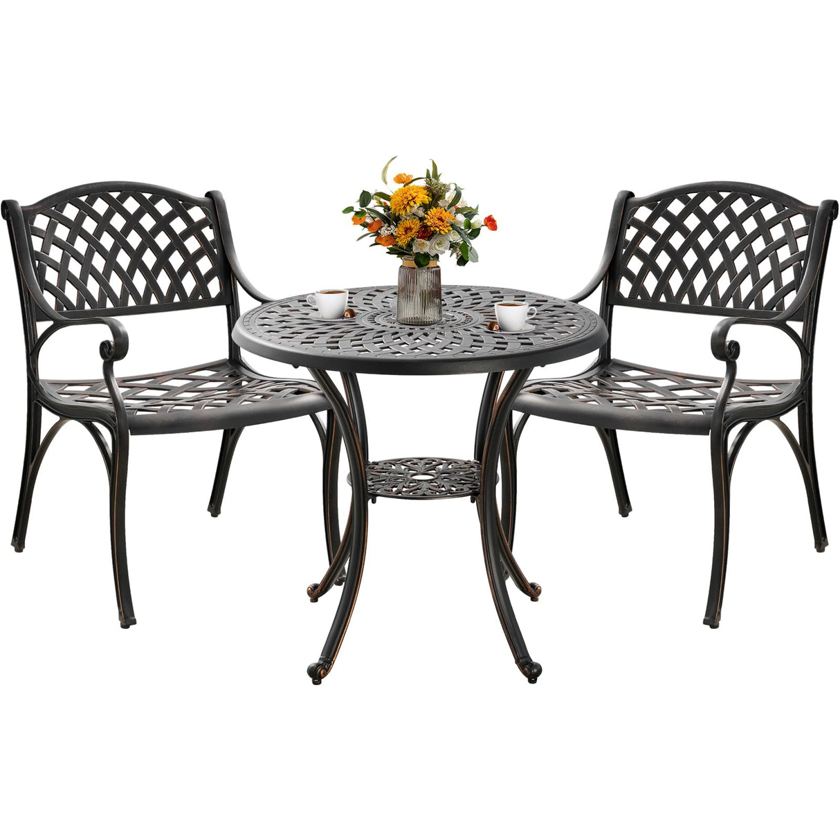Bistro Set 3 Piece Outdoor Cast Aluminum Patio Bistro Set Patio Set Metal Bistro