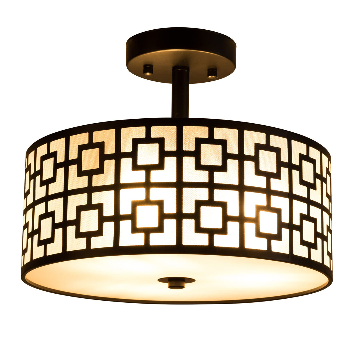 Semi Flush Mount Ceiling Light, Double Drum Shade Close to Ceiling Light Fixture Chandelier