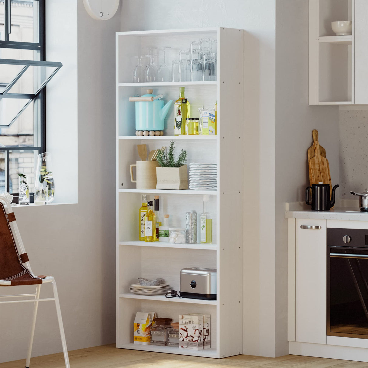 Bookshelves and Bookcases Floor Standing 6 Tiers Display Storage Shelves 70 in Tall Bookcase