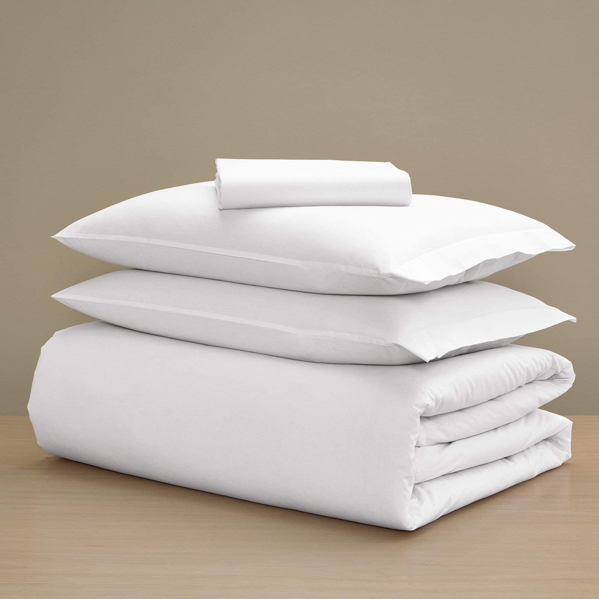 Percale Standard Bed Bundle (Twin) - Luxury All-White Bedding Bundle/Includes