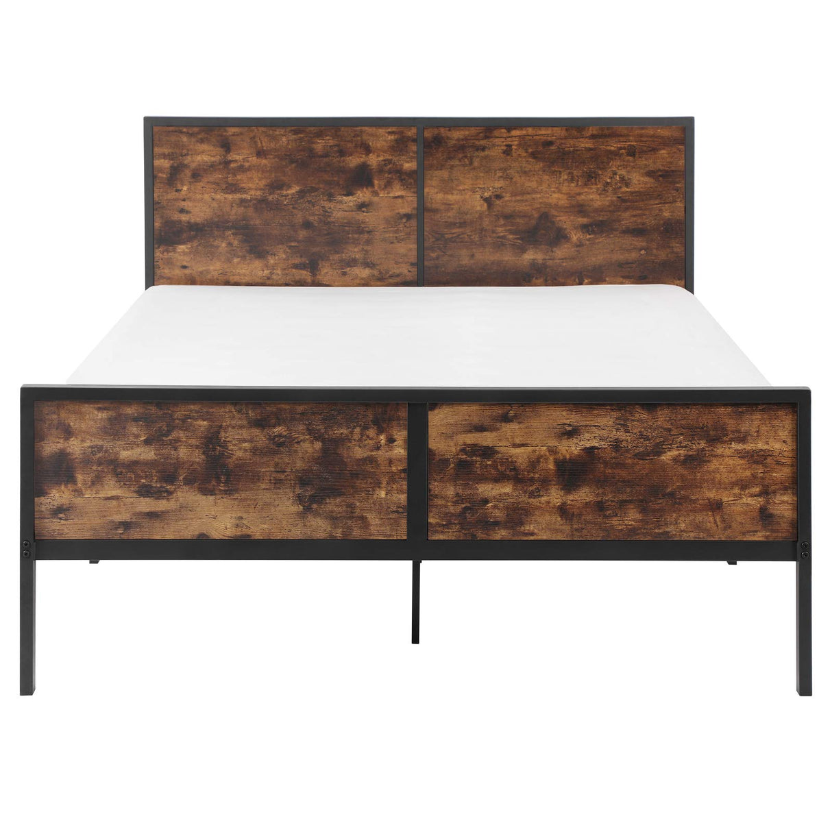 Queen Size Metal Bed Frame with Headboard, Footboard, No Box Spring Needed