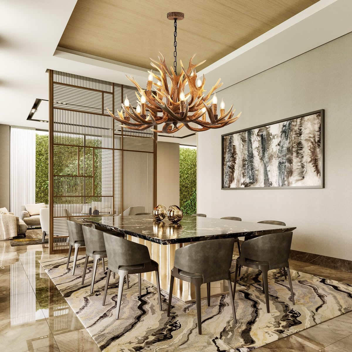 Farmhouse Antler Chandelier 12-Light, Lagre Rustic Antler Light Fixtures