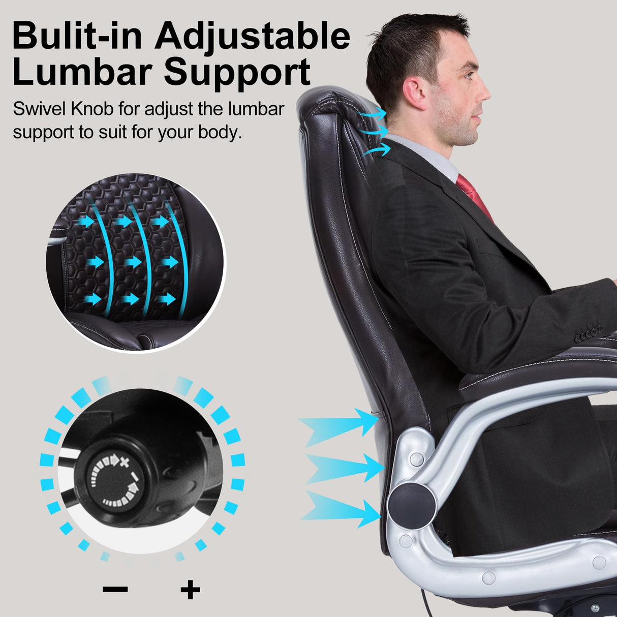 Ergonomic Executive Office Chair with Adjustable Lumbar Support