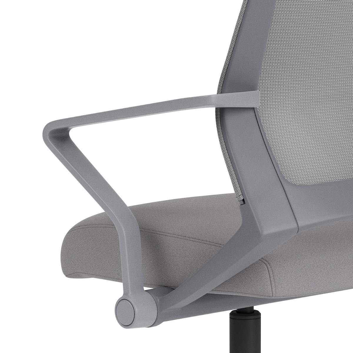 Integrated Fixed Arms and Generous Recline, Built-in Lumbar Support for Compact Home Offices, 5-Star Swivel Base and Grey Frame, Lilac