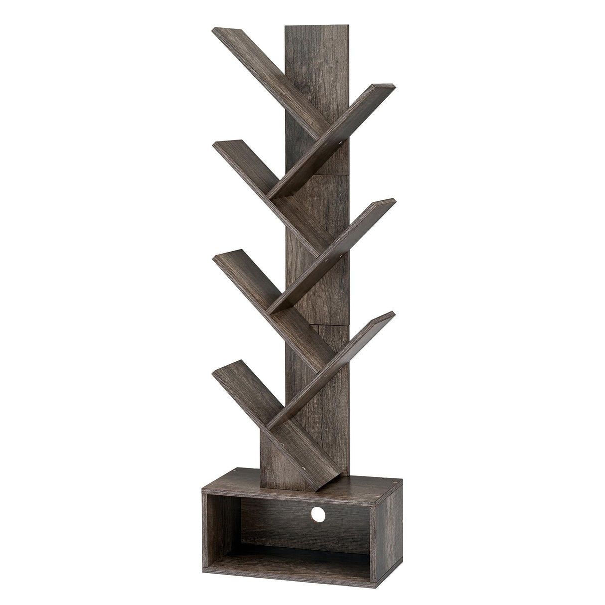 6 Tier Tree Bookshelf, Tall Bookcase with Drawer, Freestanding Book Shelf