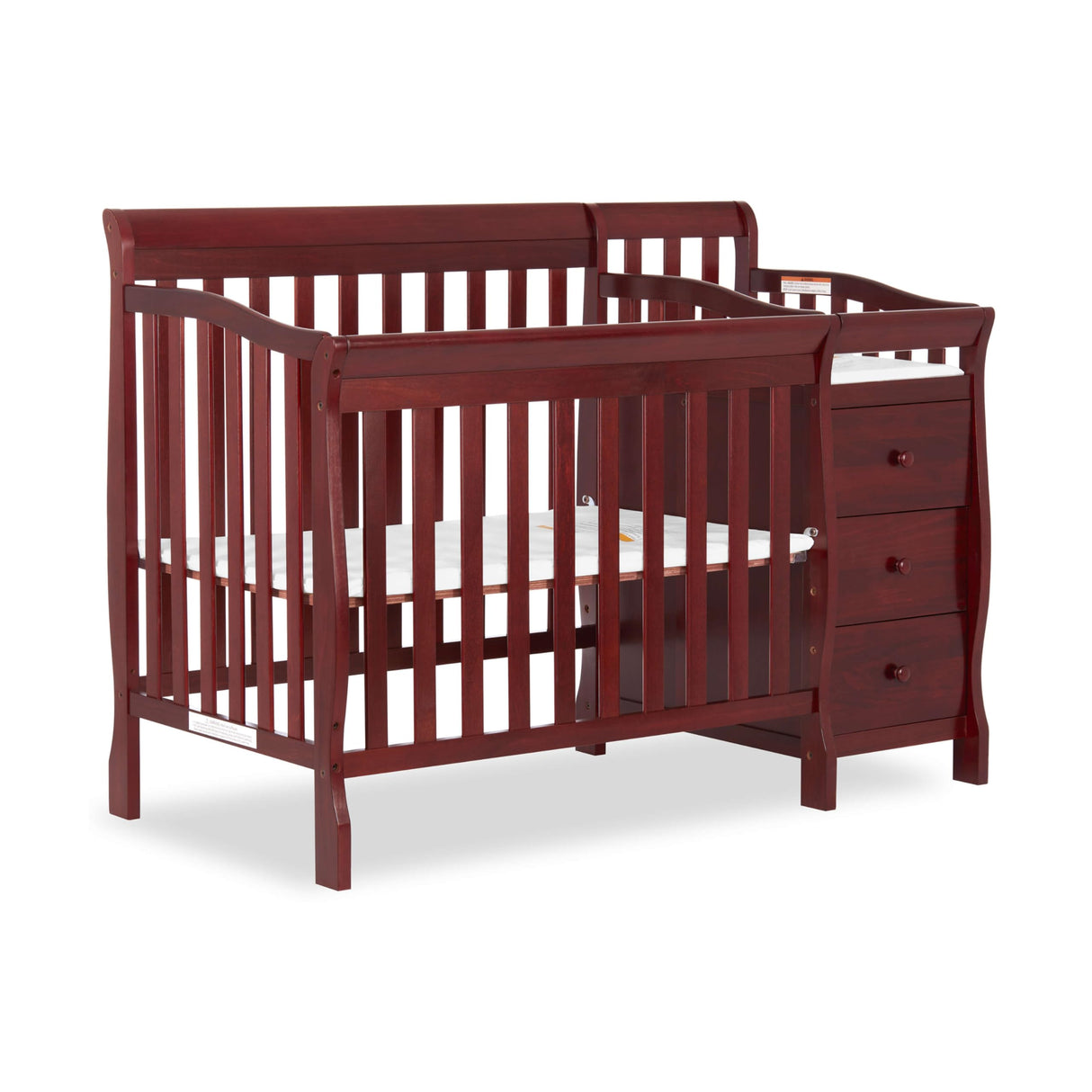 Jayden 4-in-1 Mini Convertible Crib And Changer in Cherry, Greenguard Gold Certified