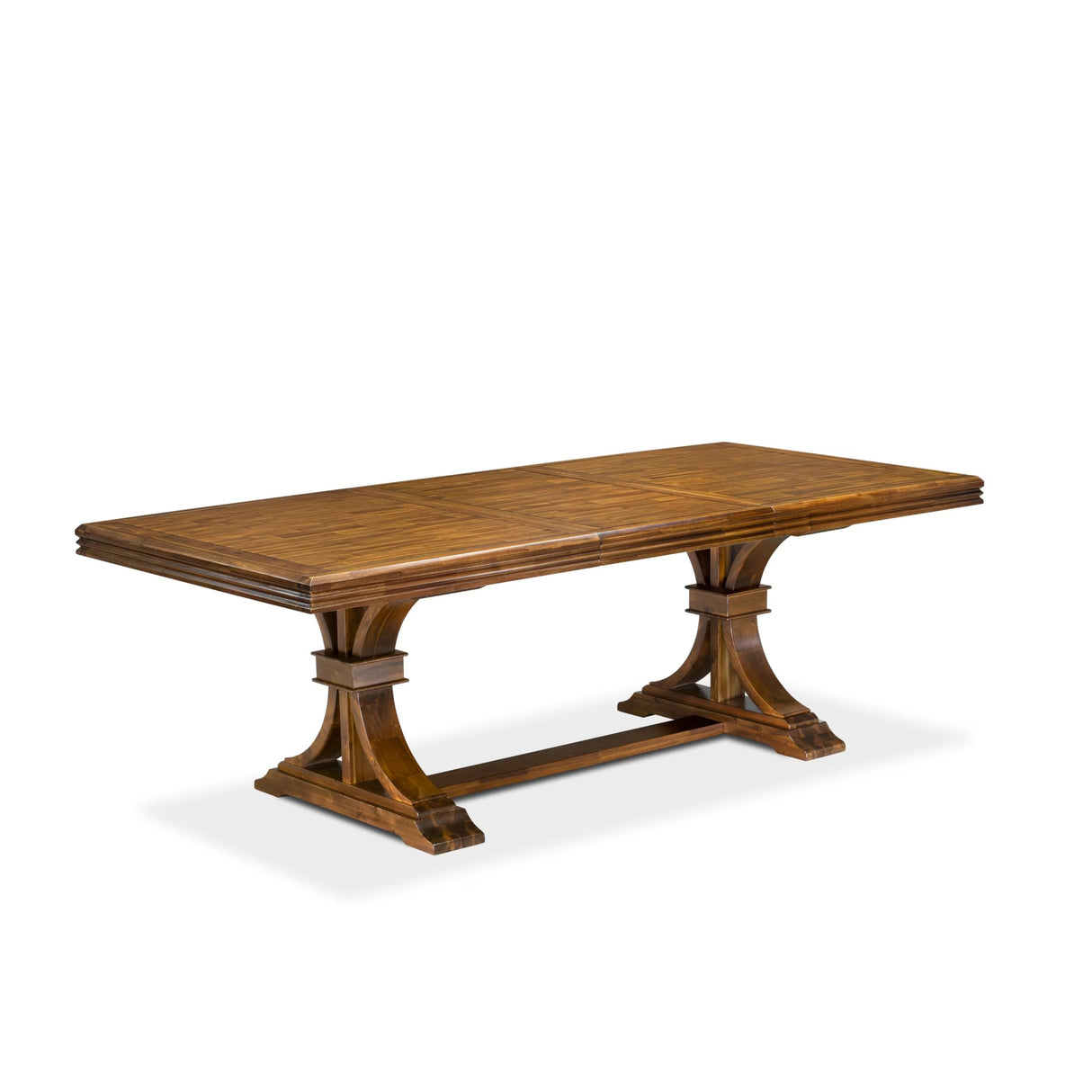 Wooden Kitchen Dining Table with Removable Rectangular Tabletop - Antique Walnut Finish