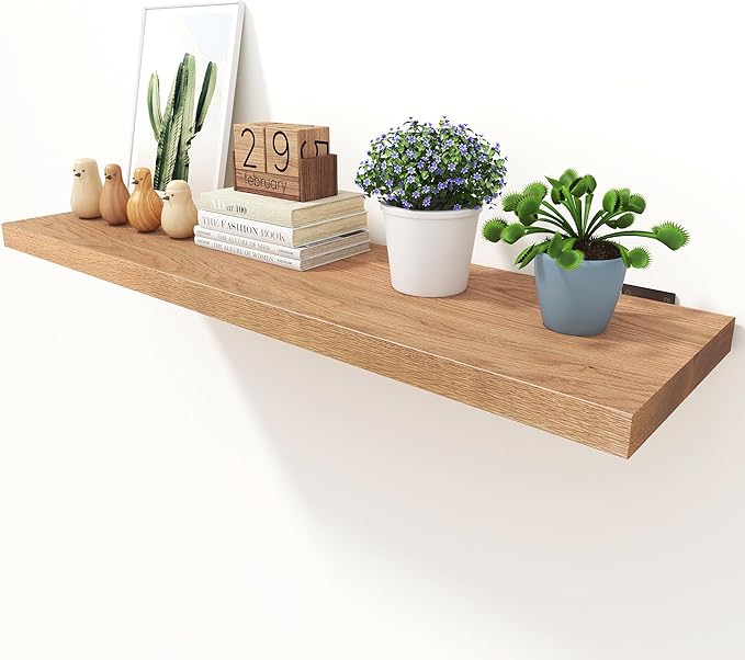Solid Oak Floating Shelves, 24" Wide X 10" Deep Floating Shelves, Heavy Duty Floating