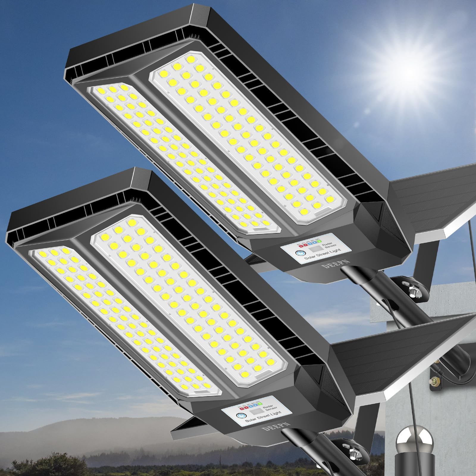 Outdoor 7000W, Solar Street Light IP67 Waterproof Dusk to Dawn 300000 Lumens LED