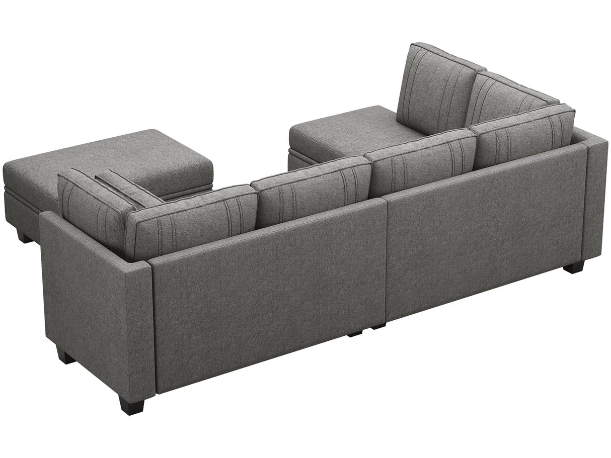 Sectional Couch with Storage Ottoman Fabric U Shaped Couch Sofa