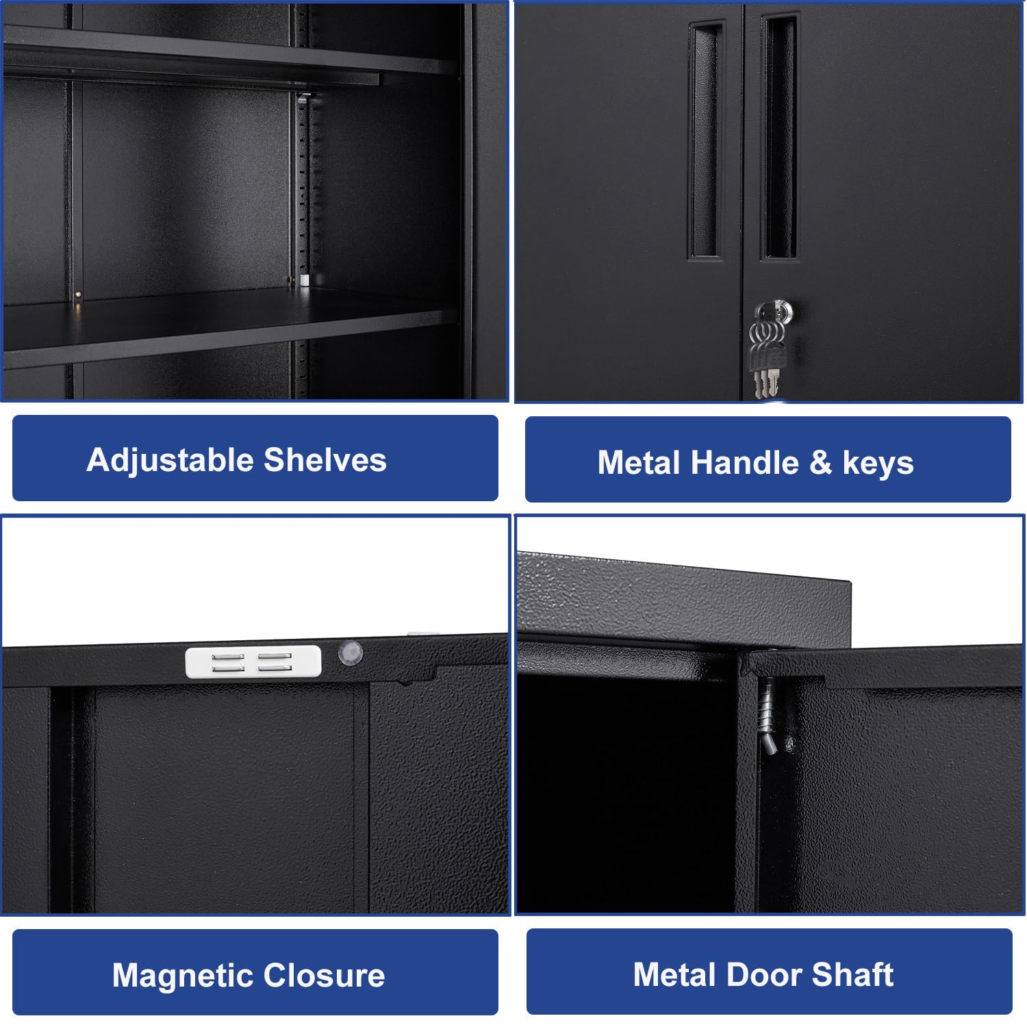 Small Locking Cabinet with 4 Keys, 35.4" H Metal Storage Cabinet
