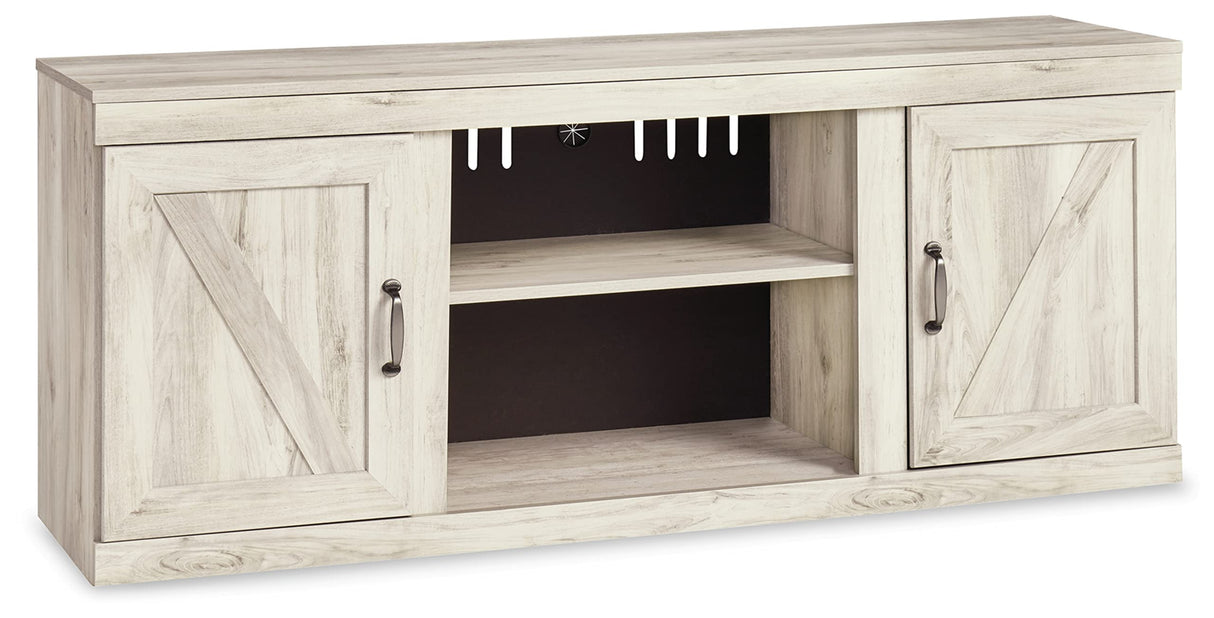 Bellaby Farmhouse Large TV Stand up to 60" with 3 Adjustable Shelves and Fireplace