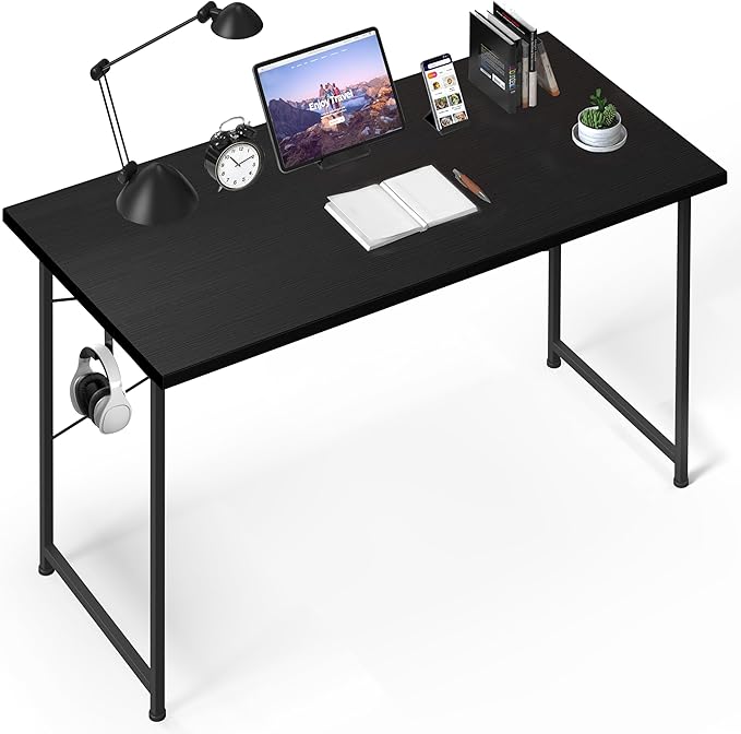 Small Space Writing Desk with Headphone Hooks, Modern Simple Design