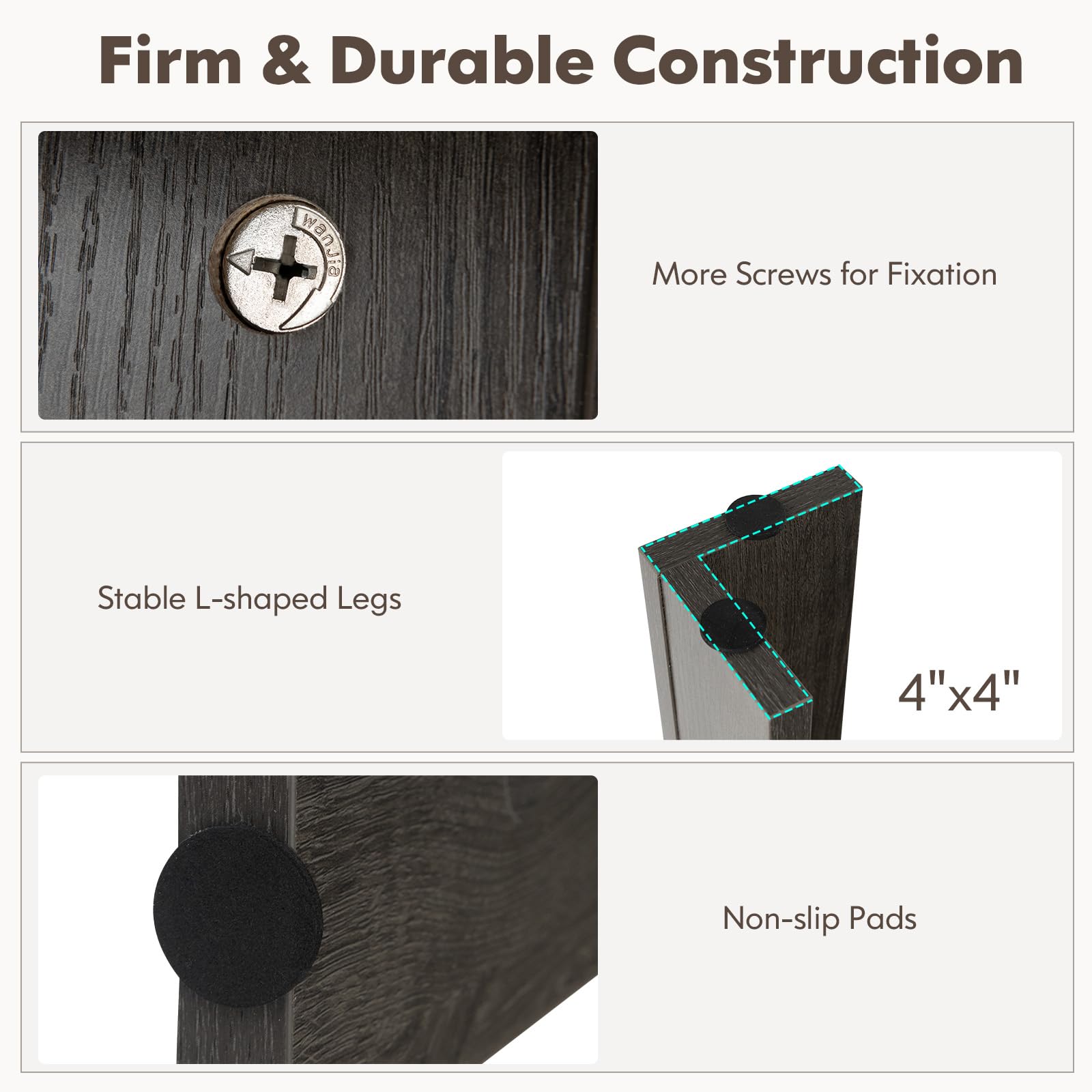 Dining Table for 4-6 People, 63” Modern Kitchen Table with L-Shaped Legs, 330 lbs Weight Capacity