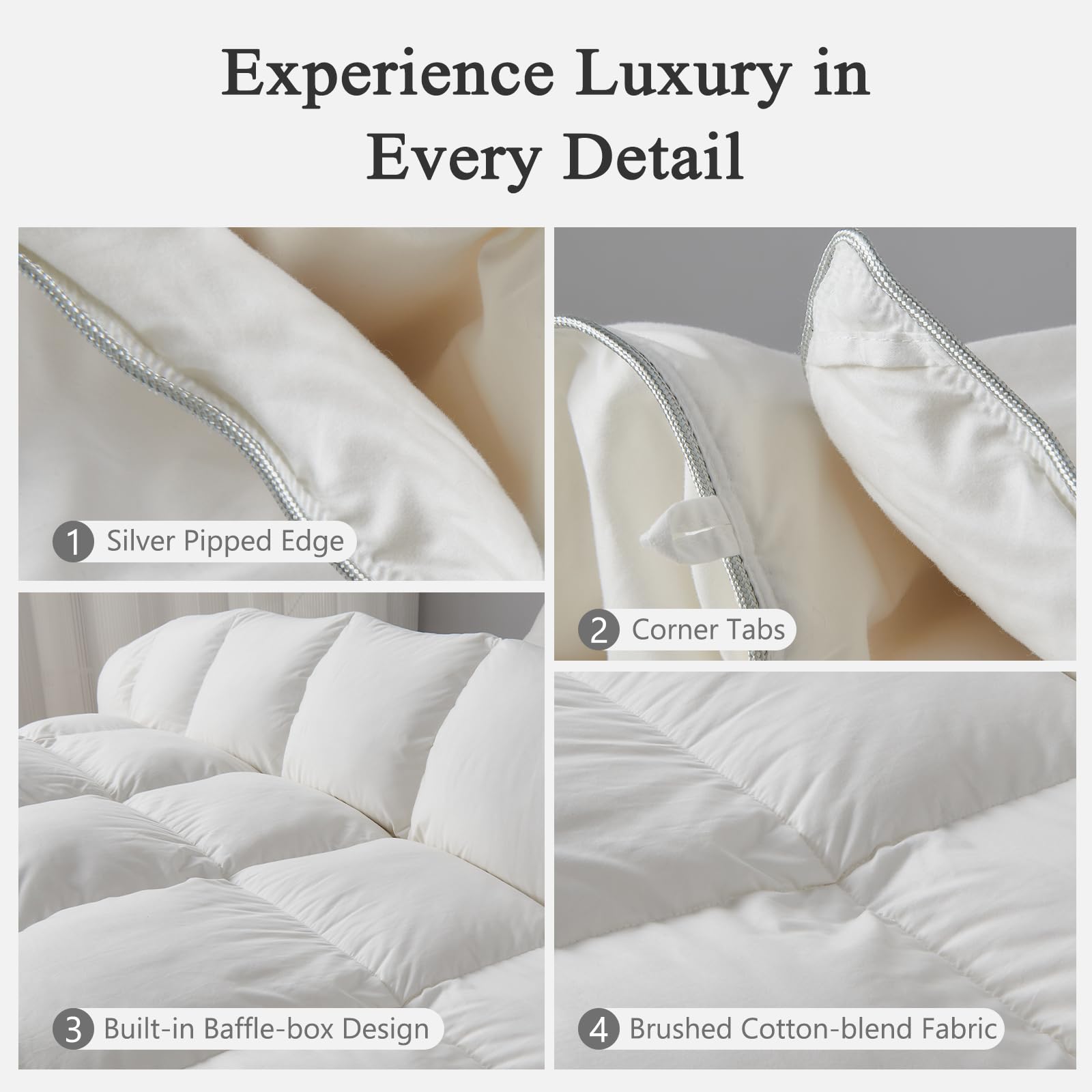 DWR Superior Luxury Feather Down Comforter King Size, Ultra-Soft Cotton-Blend Fabric, 900 FP All Season Medium Warmth Bed Duvet Insert(106"x90", White)