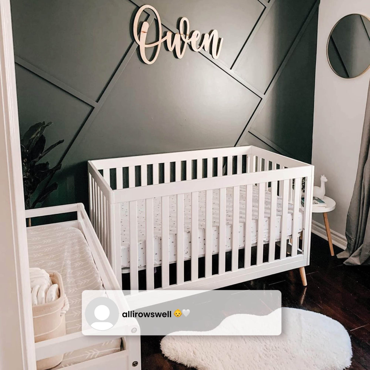 Essex 4-in-1 Convertible Baby Crib, Grey with Natural Legs