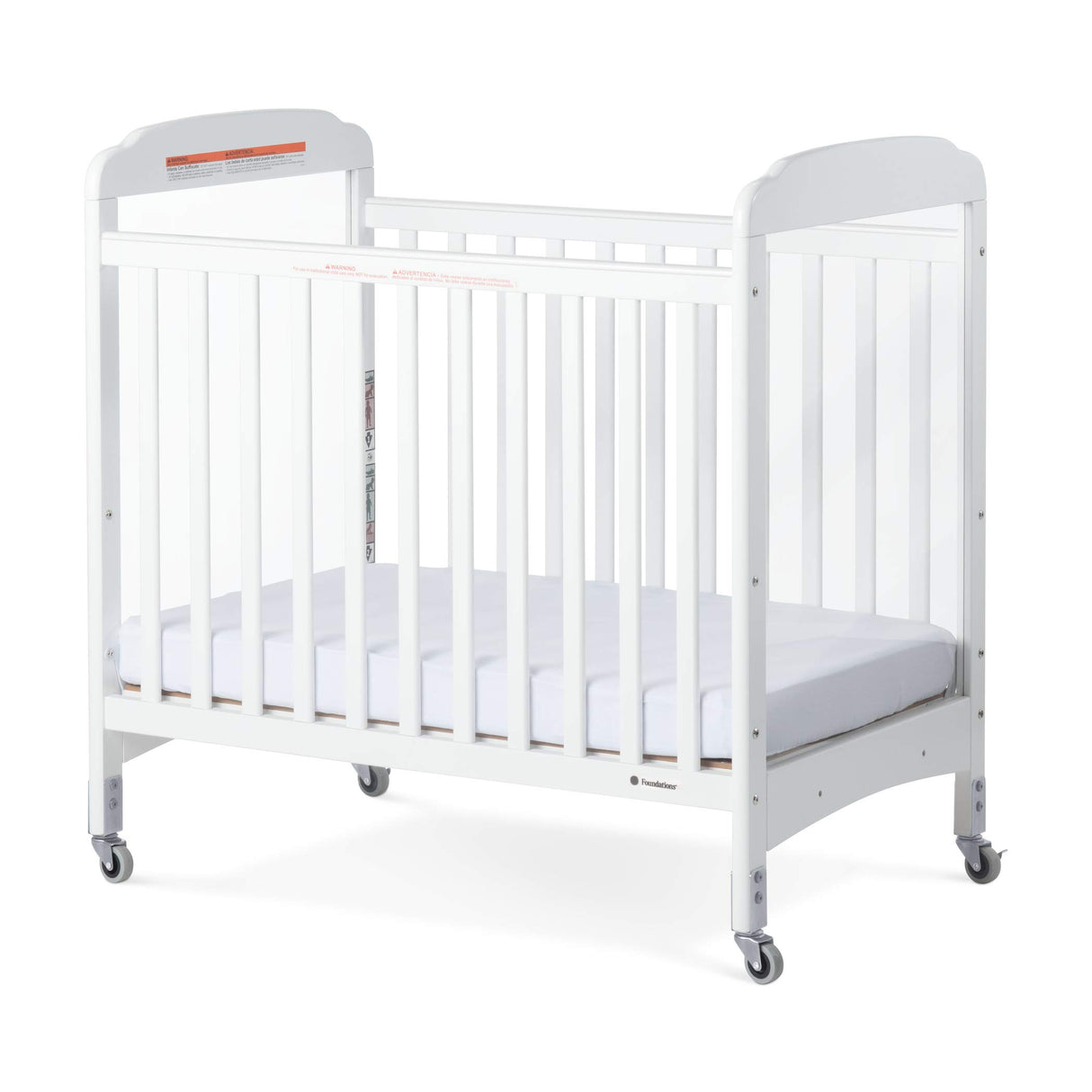 Serenity Compact Clearview Daycare Crib, Fixed Side, Durable Wood Construction
