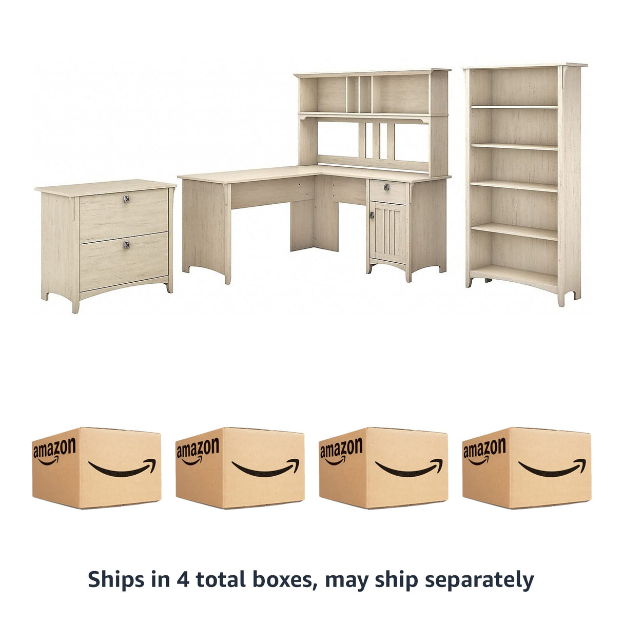 Salinas L-Shaped Executive Desk – 60” Home Office Workstation with Hutch & Storage