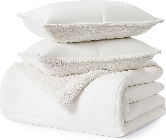 00520 Blissful King Comforter Set Reversible Fluffy All Season Comforter and Pillow Shams Easy Care Soft