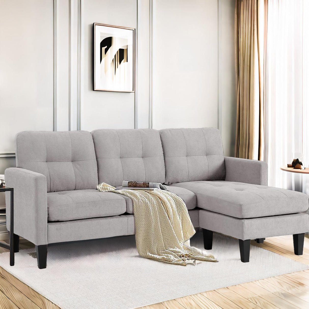 Modern Sofa - Convertible Sofa Sleeper Sofa Bed Couch Set with Reversible Chaise