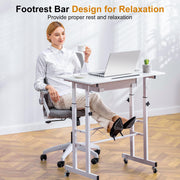 GTRACING Small Standing Desk Adjustable Height Small Computer Desks Mobile Portable Rolling Laptop Table with Wheels 32" Sit Stand Desk Portable Desk Standing Table Treadmill desks