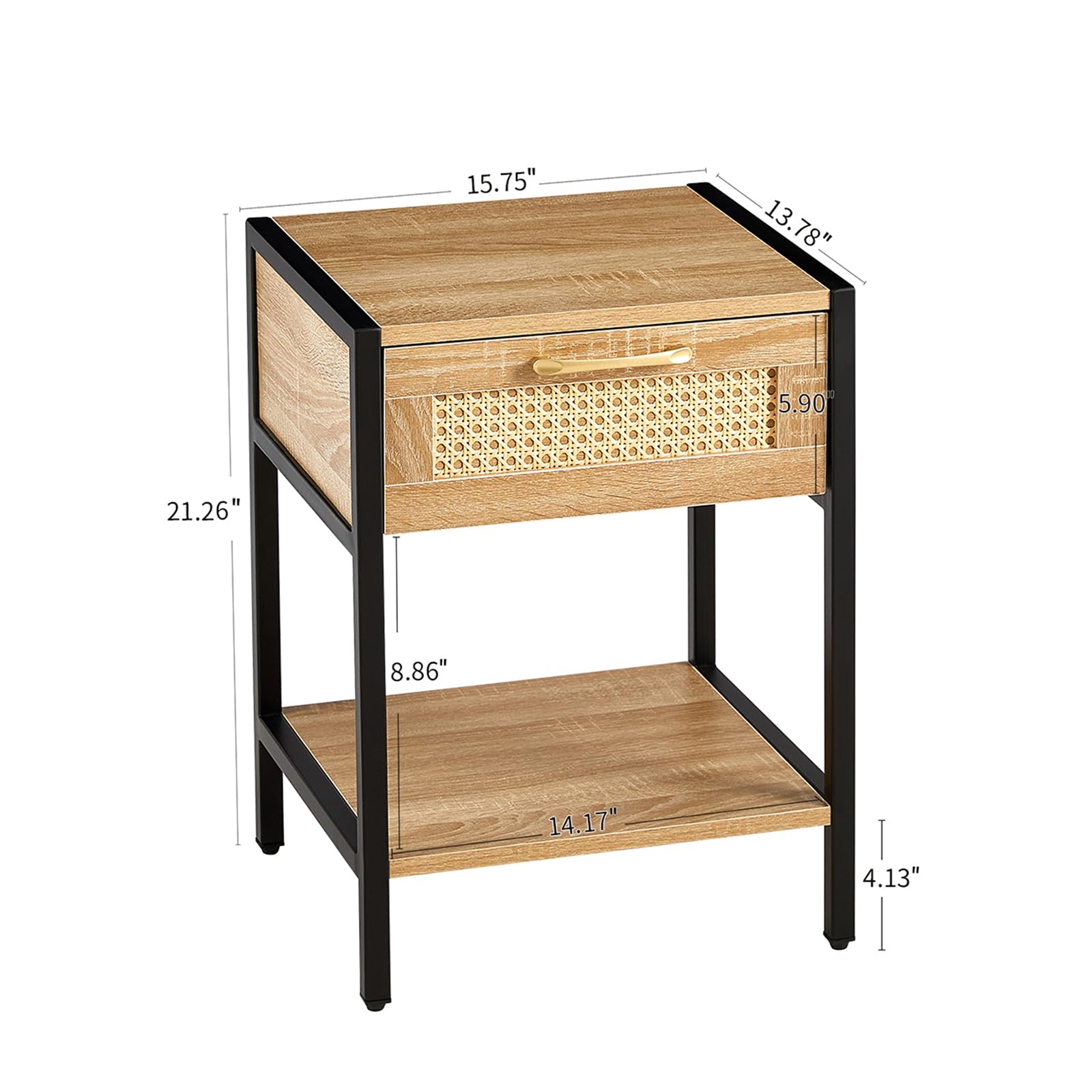 Modern Rattan Nightstand Set of 2 15.74 "L x 13.58 "W x 21.26 "H
