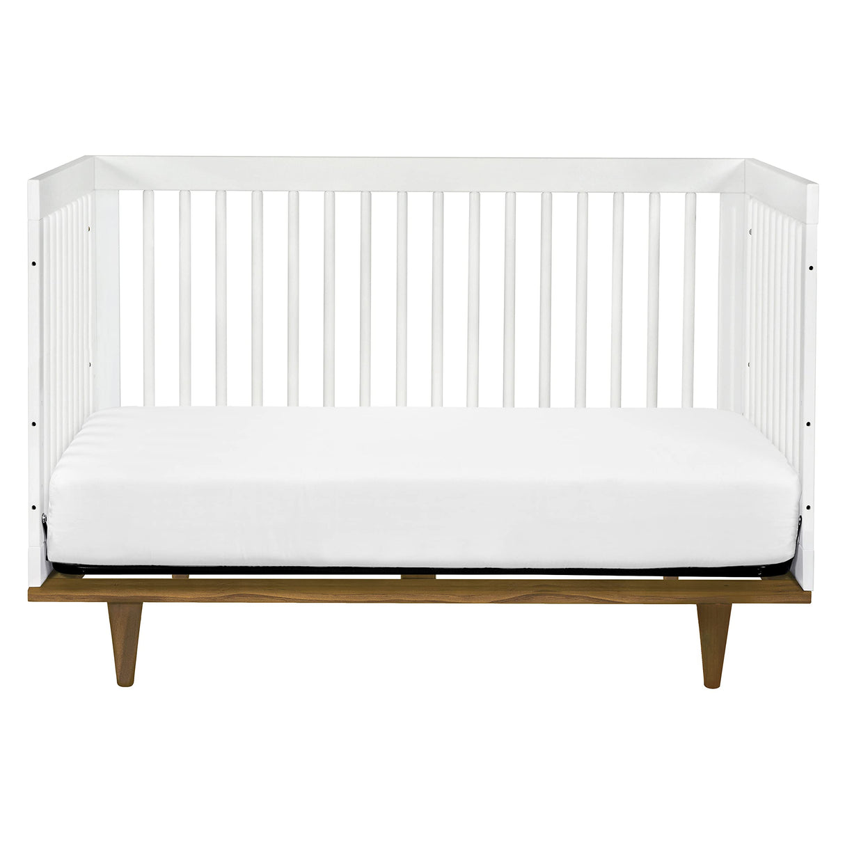 Marley 3-in-1 Convertible Crib in White Finish and Walnut Legs
