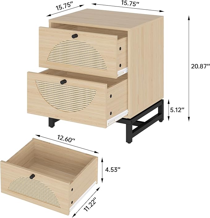 Gold and White Nightstand Set of 2, Modern Night stand with Charging Station & Drawers