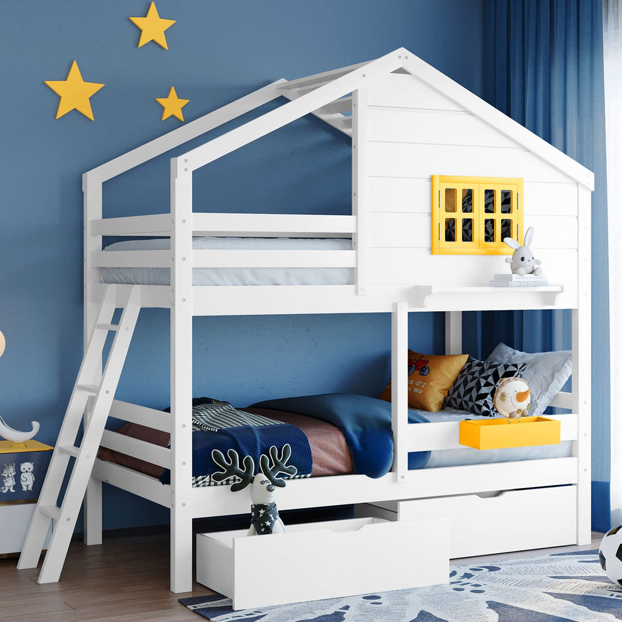 Kids House Bed Bunk Beds, Twin Over Twin Bunk Beds