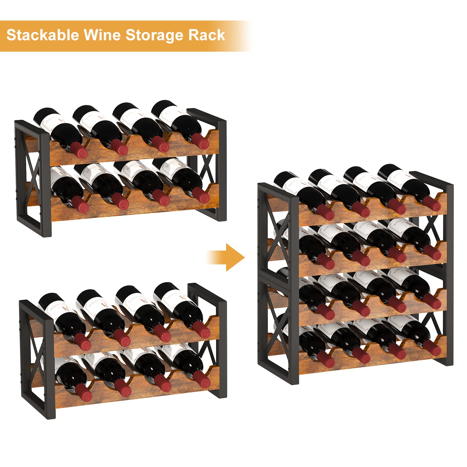 2-in-1 Wine Rack Countertop, Small Wine Rack Organizer Holder