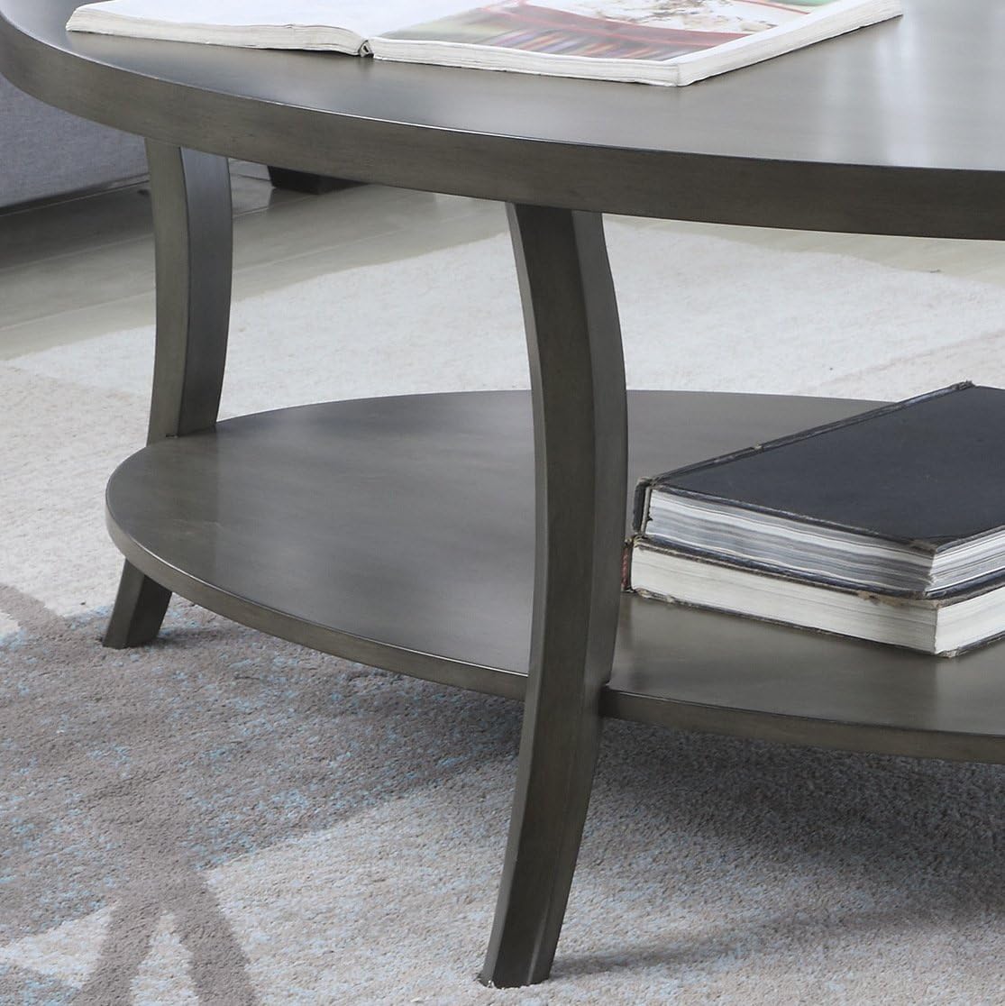 Contemporary Perth Oval Shelf Coffee Table Set, Grey