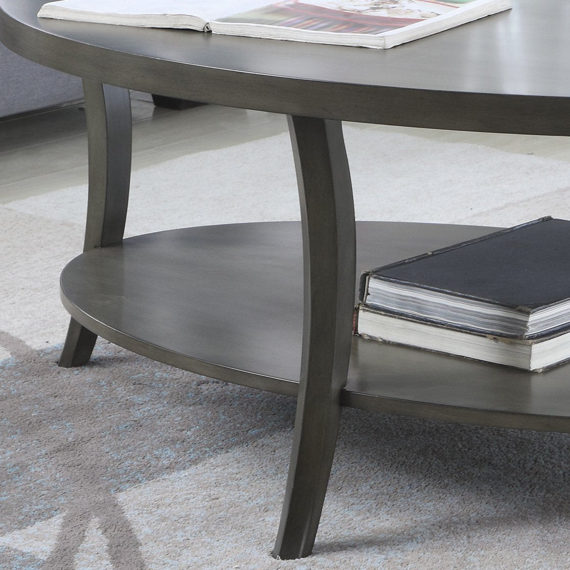 Contemporary Perth Oval Shelf Coffee Table Set, Grey