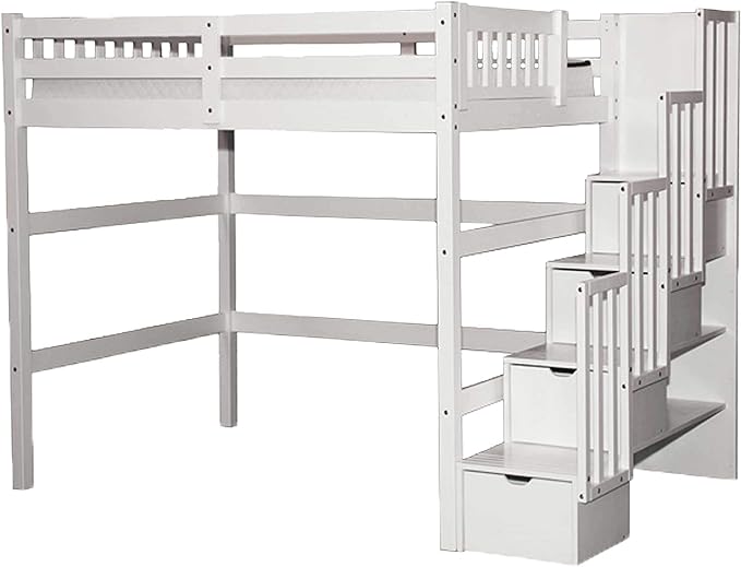 Full Size Staircase Loft Bed Grey