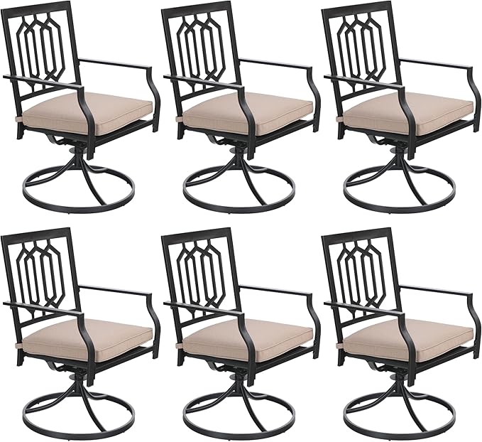 Patio Dining Chairs Set of 6, Outdoor Metal Armchairs, Outdoor Dining Chairs