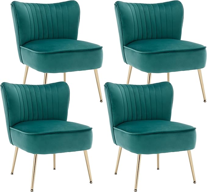 Modern Velvet Upholstered Accent Chair Set of 2,Mid Century Living Room Chairs