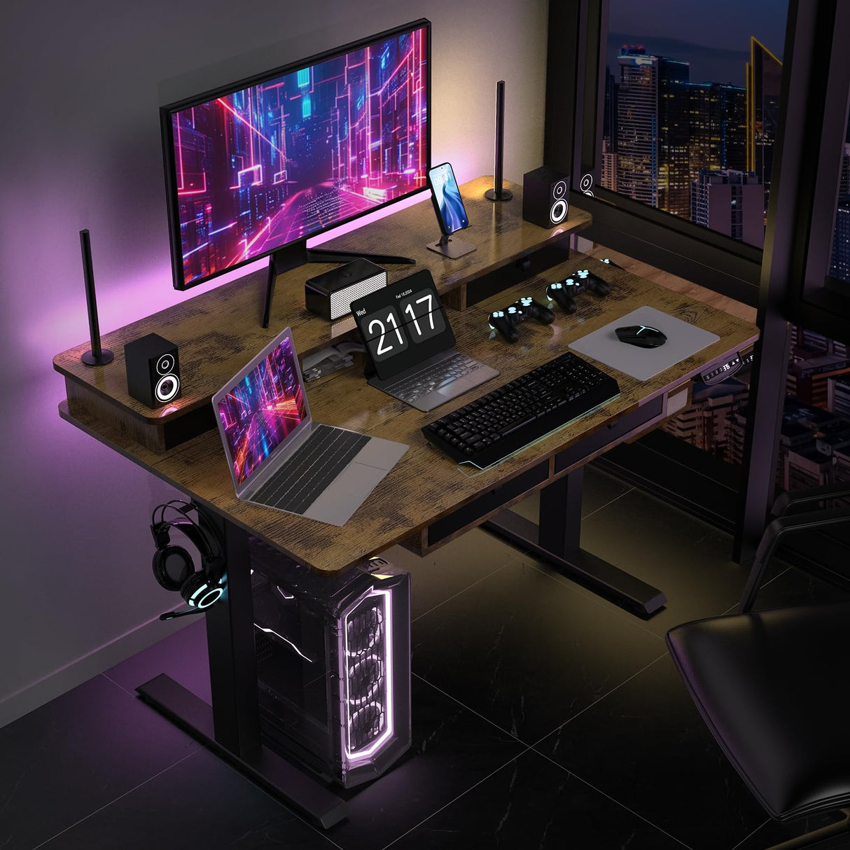 48 * 30 Inches Electric Standing Widened Desk Adjustable Height with 4 Drawers