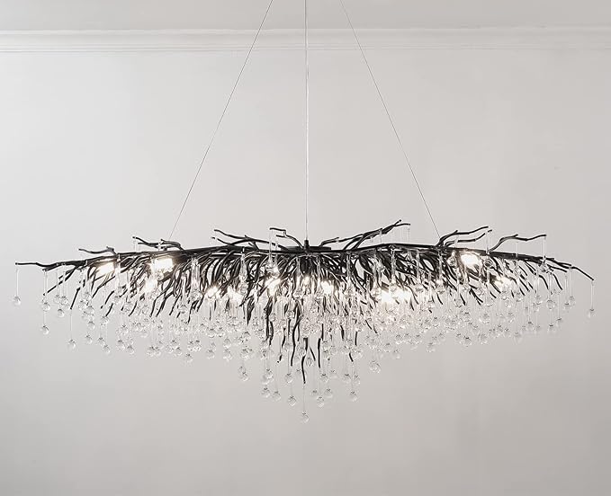 Black Chandelier, Modern Crystal Chandelier Frosted Tree Branch Chandelier Large Kitchen