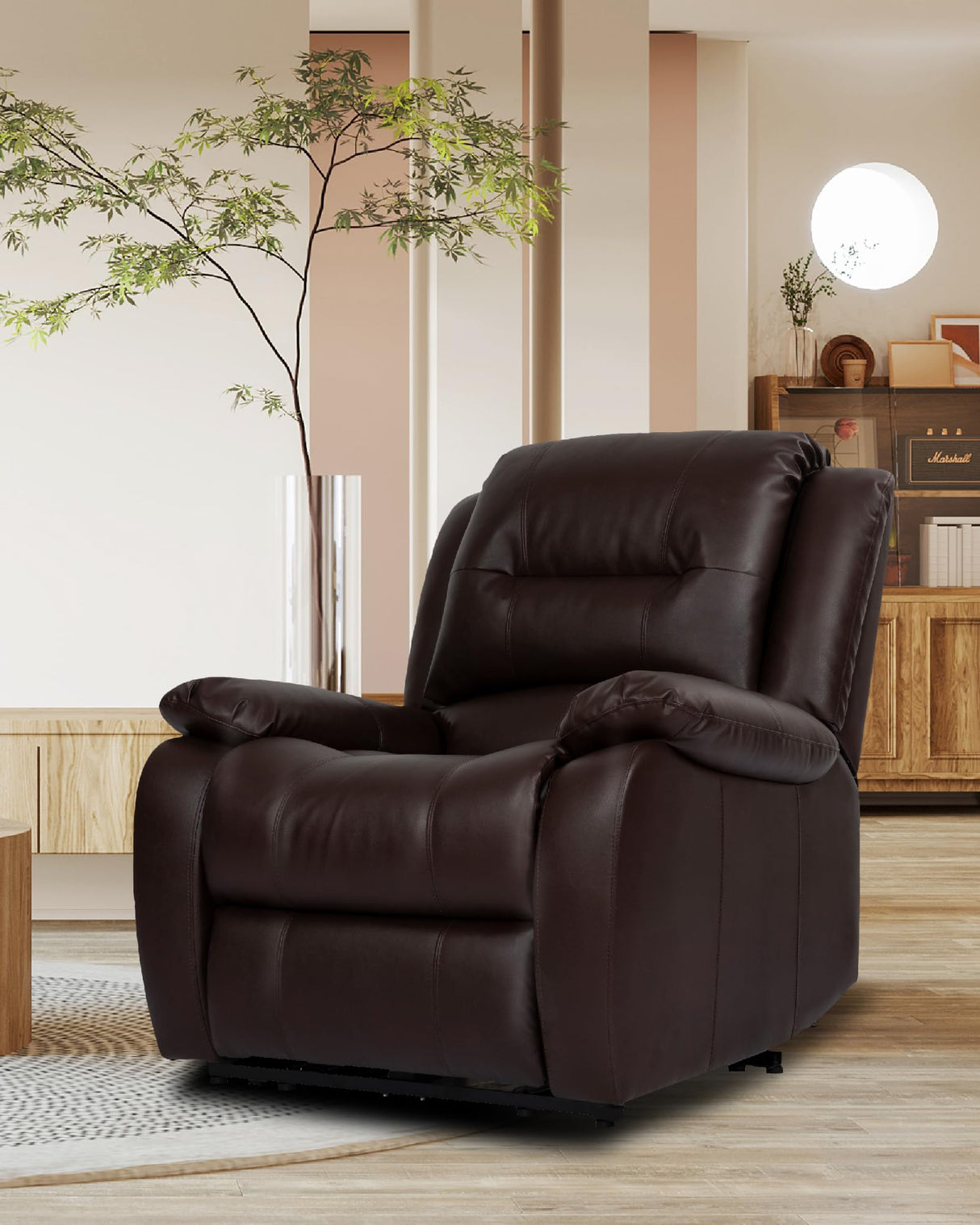 ErgoLuxe Brown Massage Recliner Chair – Compact and Easy-Clean Design