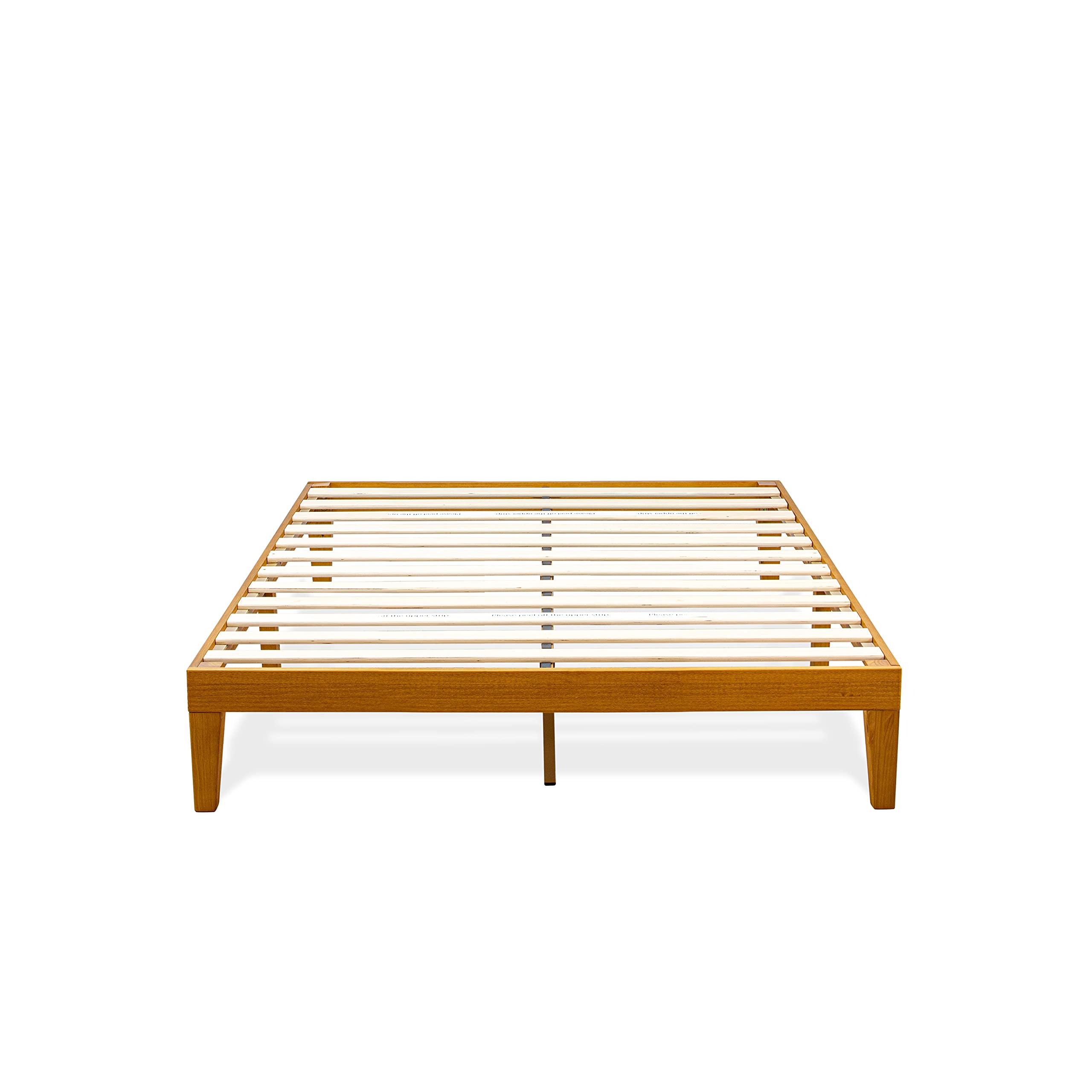East West Furniture DNP-23-F Full Size Platform Bed Frame with 4 Solid Wood Legs and 2 Extra Center Legs - Oak Finish