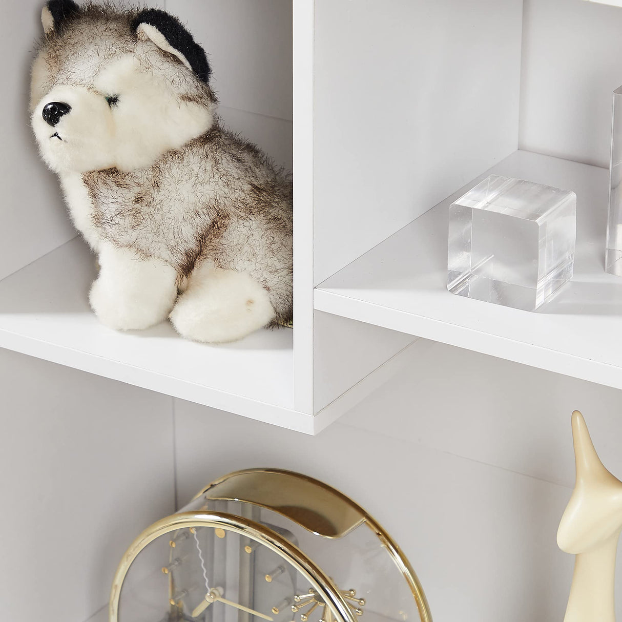 Small White Bookshelf, 5 Cube Shelf, Fits Tallest Hardcovers, Horizontal Available, Storage Organzier for Home Office, Pearl White