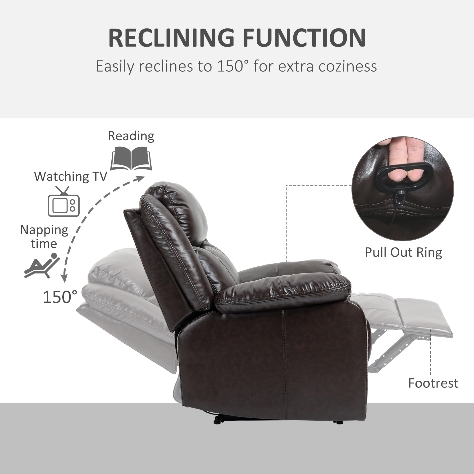 LoungePro Manual Recliner Chair – PU Leather with Footrest