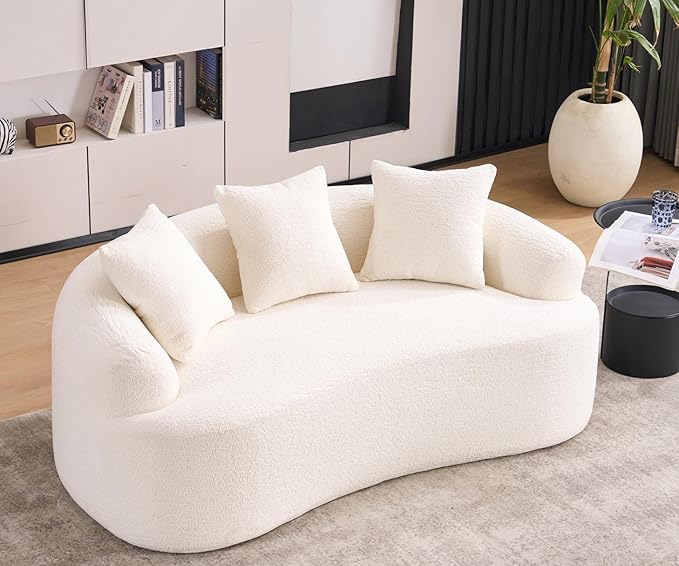 Loveseat Chenille Couches with 3 Pillows, Oversized Upholstered Luxury Plush Cloud Sofa
