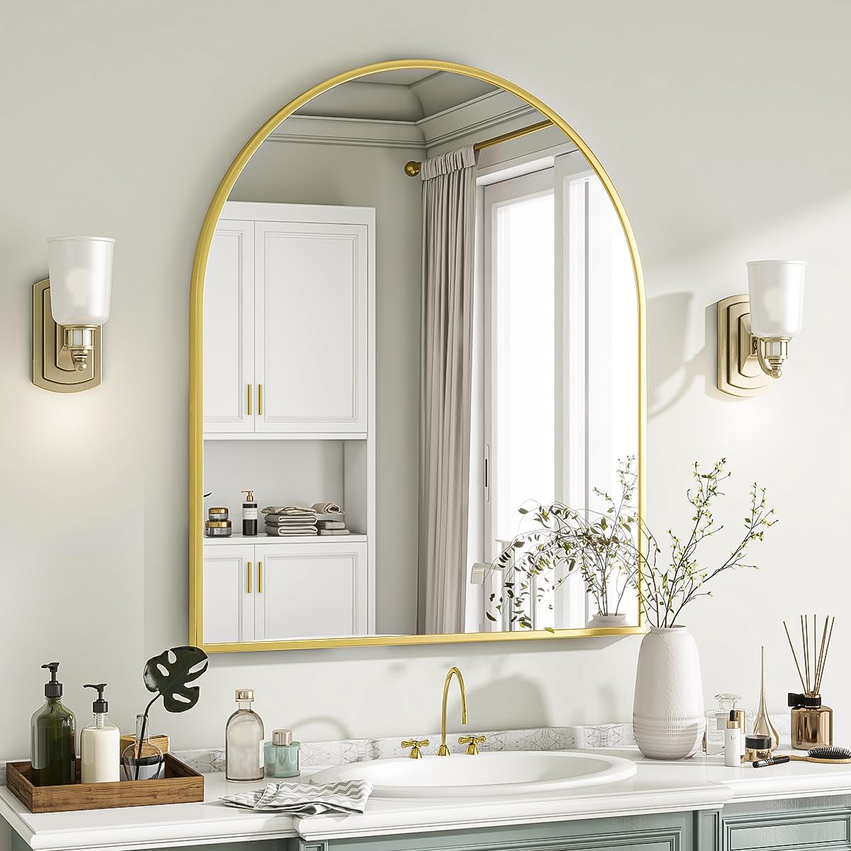 Arched Wall Mirror, Arch Bathroom Mirror, Wall Mounted Vanity Mirror