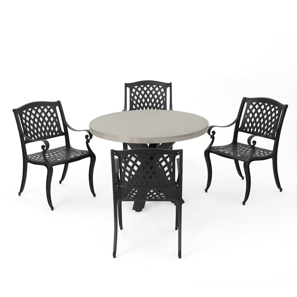 Capri Outdoor Transitional 5 Piece Cast Aluminum Dining Set
