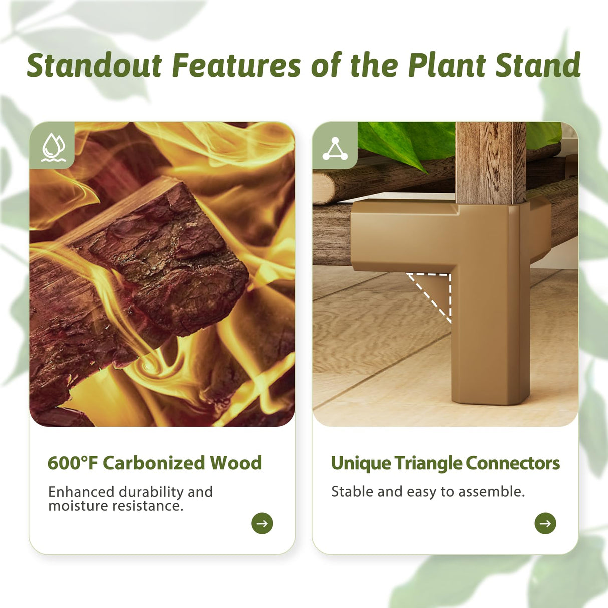 GENTINGBRO Large Wooden Plant Shelf – 5 Tier Tall Plant Stand