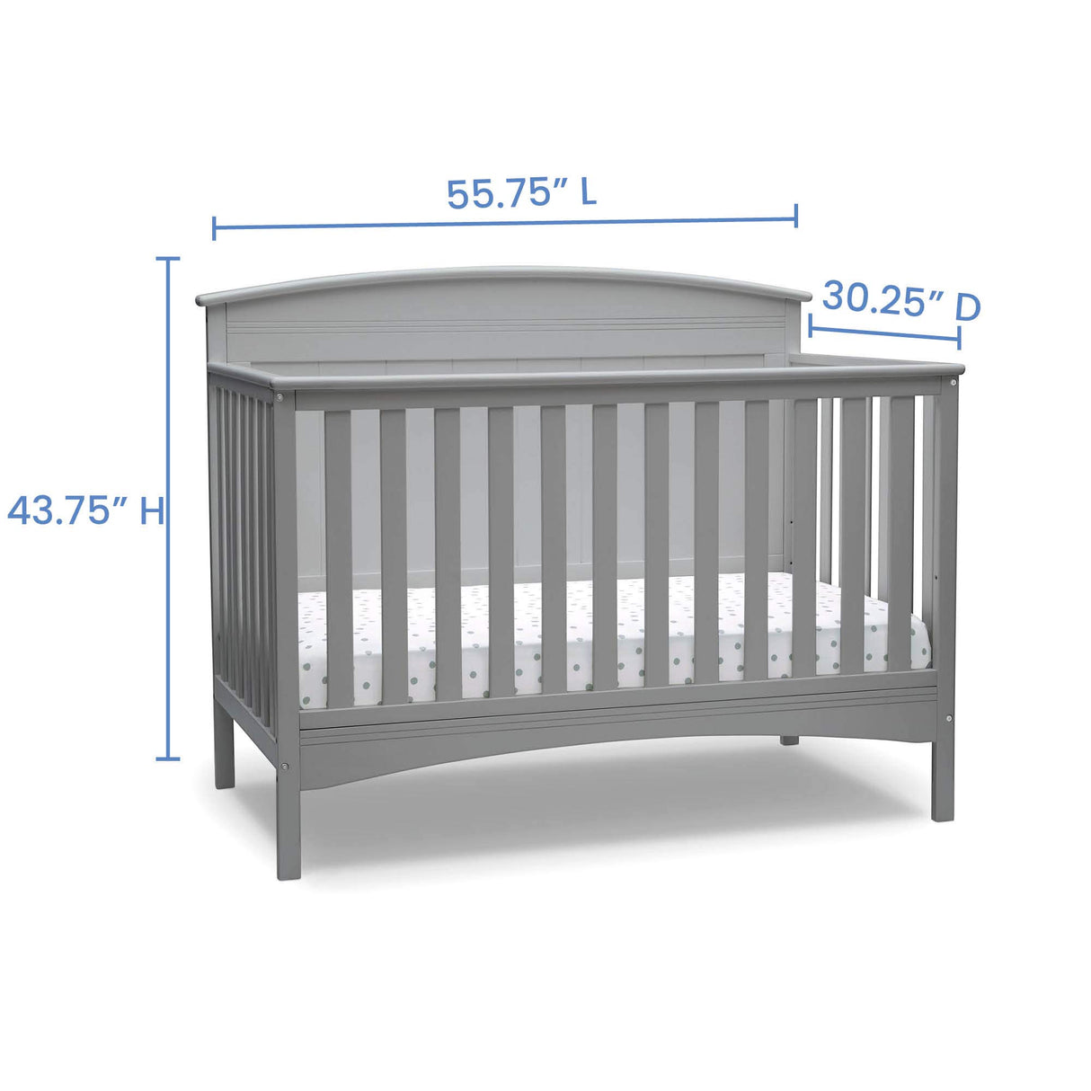 Archer Solid Panel 4-in-1 Convertible Baby Crib - Greenguard Gold Certified, Grey