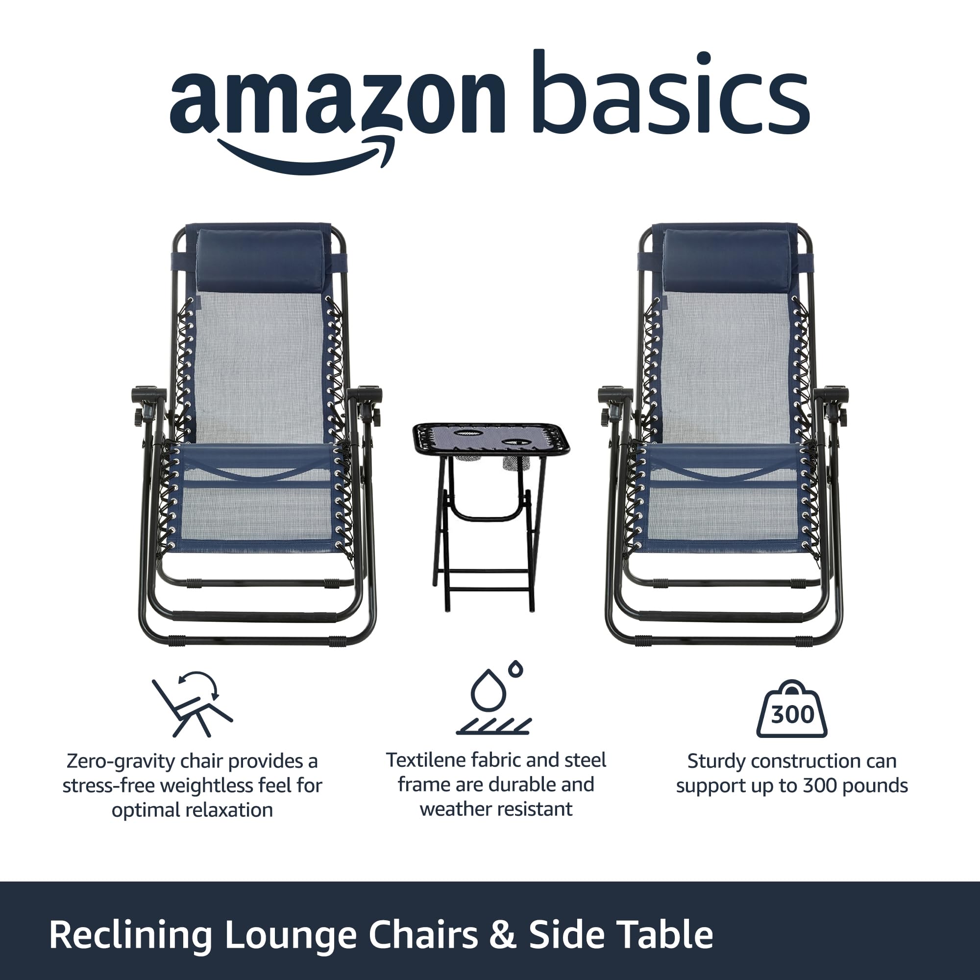 ChillFold Zero Gravity Chairs with Headrest, Cup Holder & Table Set
