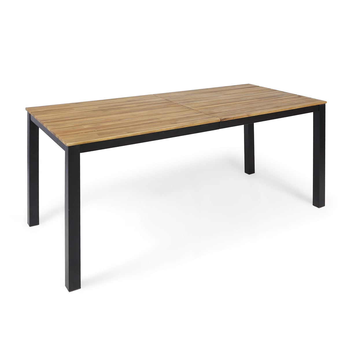 Zak Outdoor 71" Acacia Wood Dining Table, Teak Finish, Black