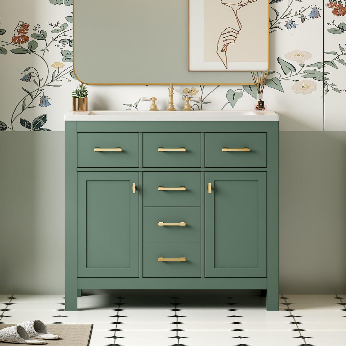 36" Bathroom Vanity with Sink, Freestanding Modern Bathroom Vanity Cabinet